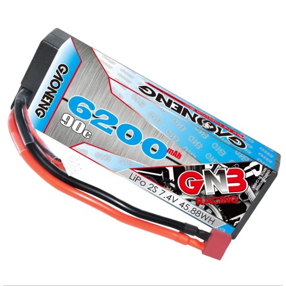 NEW GNB GAONENG 6200MAH 2S 7.4V 90C T-PLUG RC LiPo Battery Cabled Hard Case Stick Pack 1:10 1/10 Racing Car Boat Hobby for FPV